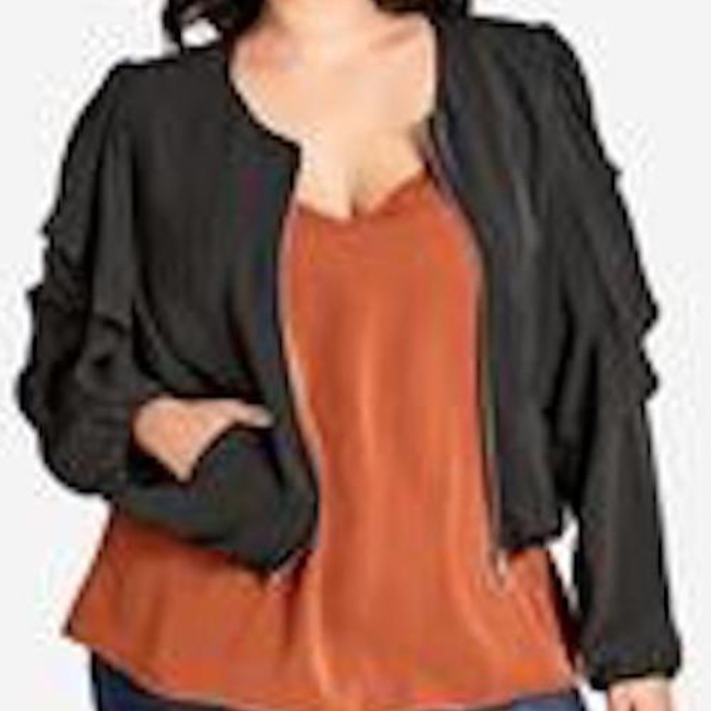 City Chic Army Green Zip Front Size 22 Jacket NWT